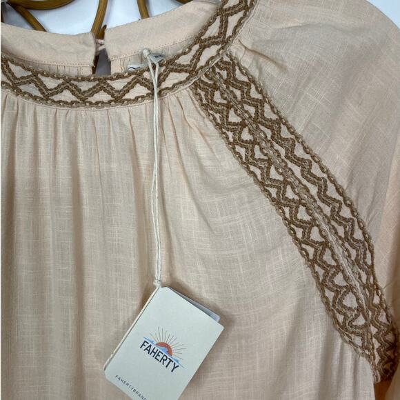 NEW FAHERTY Arles Embroidered Blouse Blush - Neutral S - Picture 3 of 9